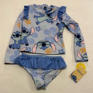 Girls Size 4 Disney Lilo & Stitch Rash Guard And Bikini Swimsuit Set - NWT
